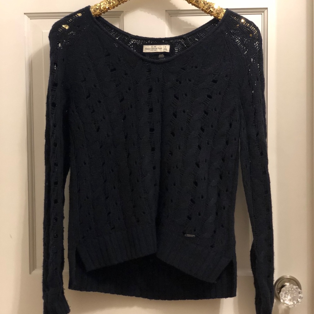 Abercrombie and Fitch Navy Open Stitch Sweater